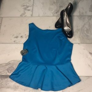 Bisou Bisou Women’s XL blue peplum blouse